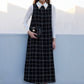 Abito gilet lungo in tweed con colletto a camicia