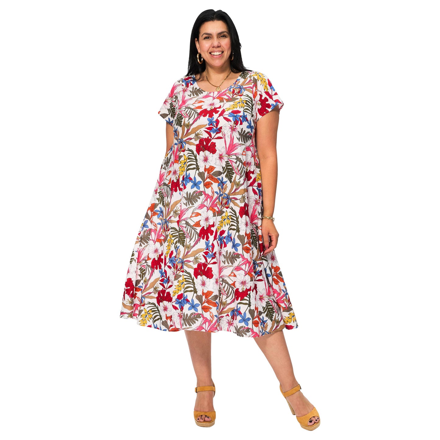 Abito midi estivo floreale in cotone