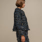 Blazer bouclé corto con bottoni gioiello