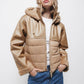 Giacca in ecopelle con cappuccio e zip