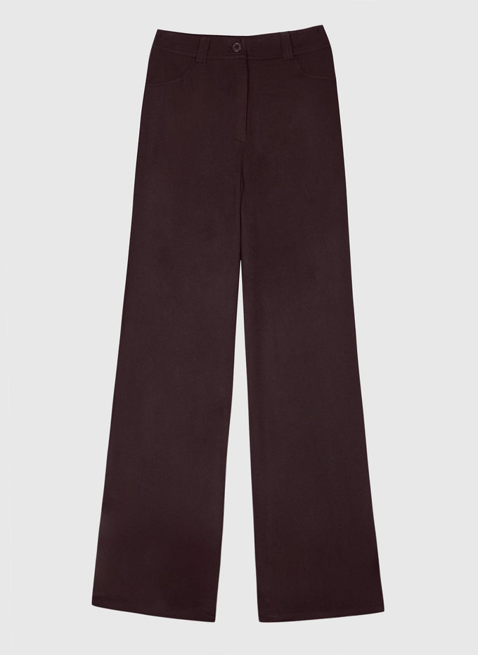 Pantaloni dritti color vino a vita elastica