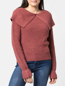 Maglione in maglia con maxi collo a scialle