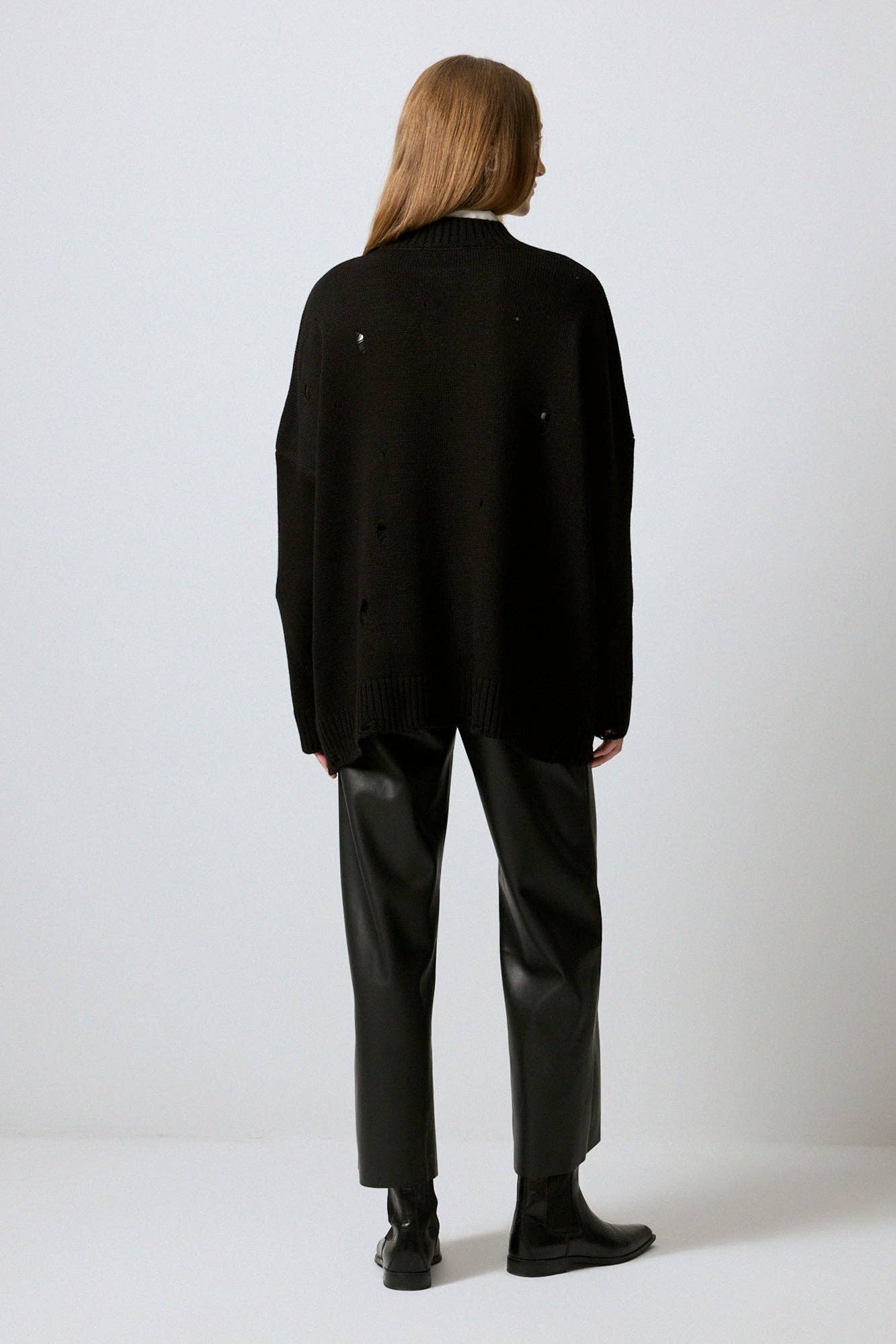 Maglione in maglia effetto distressed nero