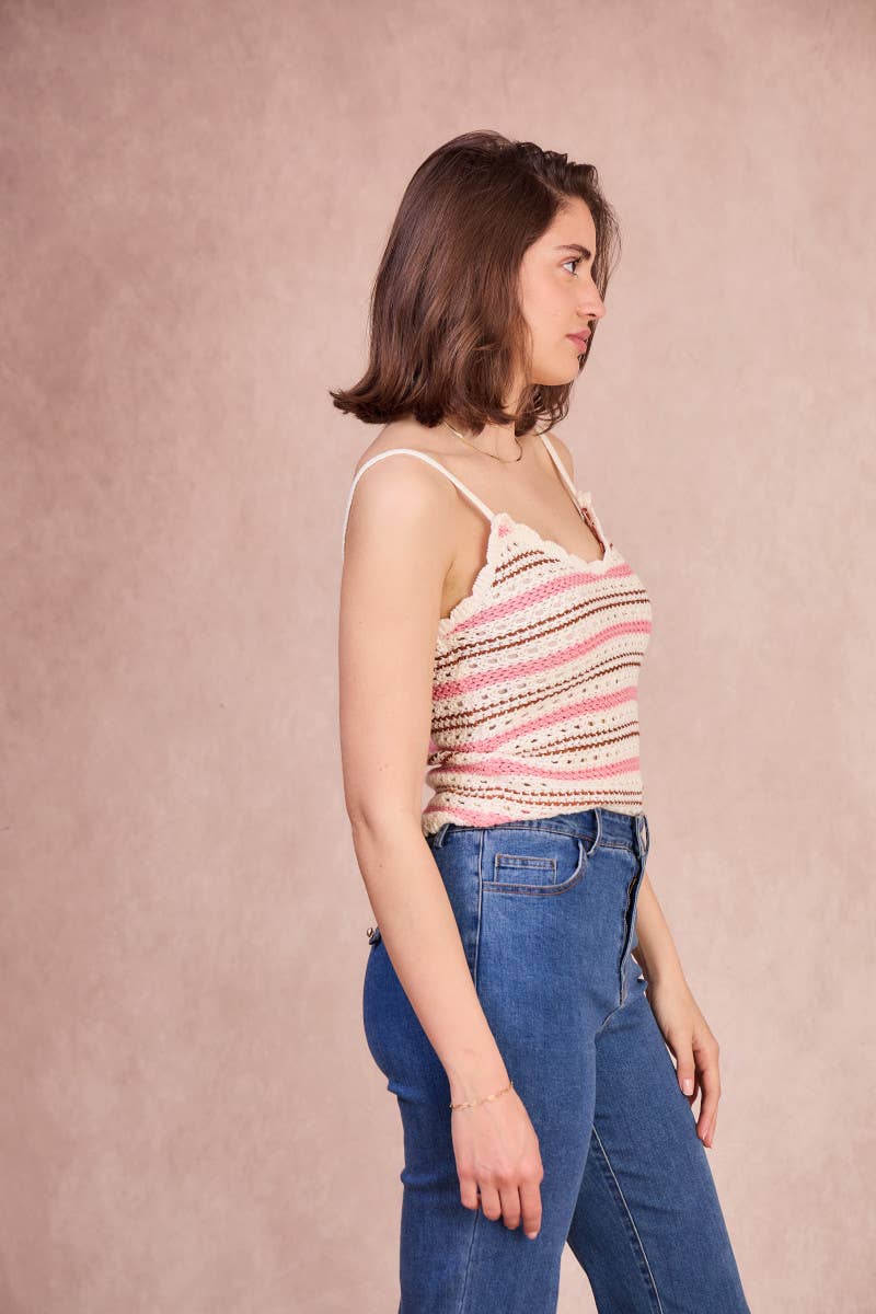 Top crochet NINON in cotone a righe
