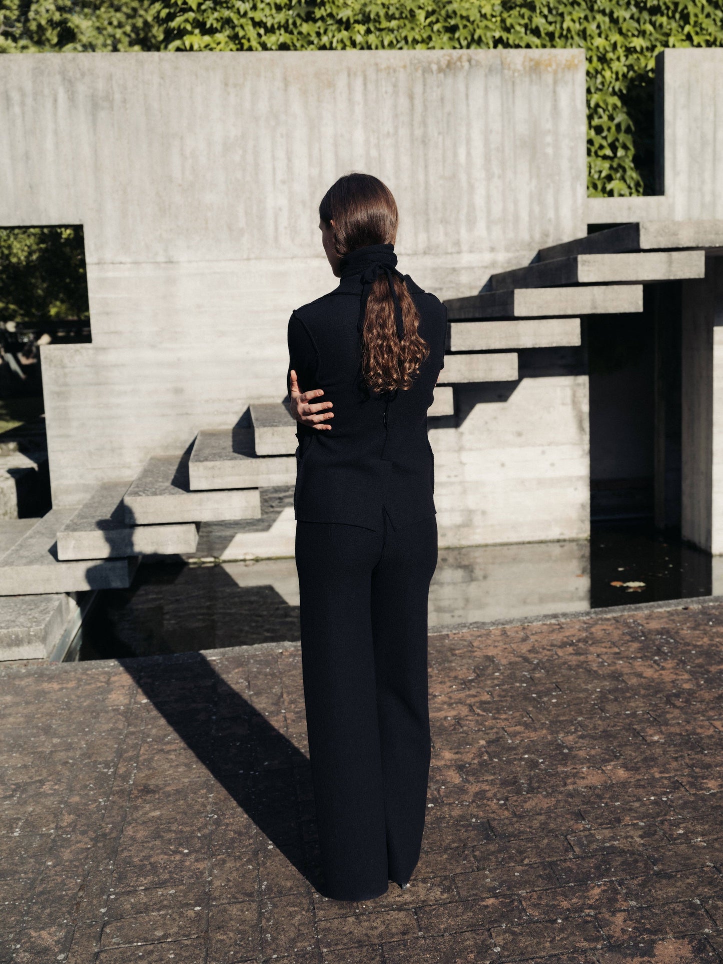 Pantaloni bootcut in lana merino