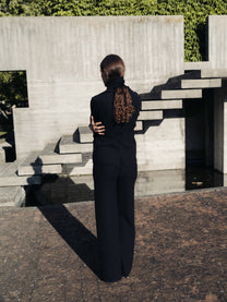 Pantaloni bootcut in lana merino