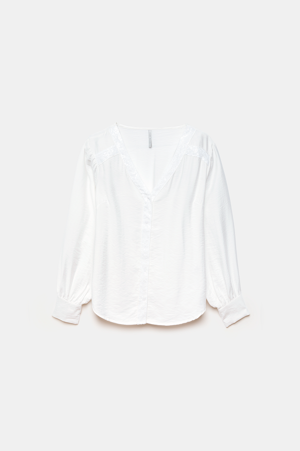 Blusa con paillettes e scollo a V