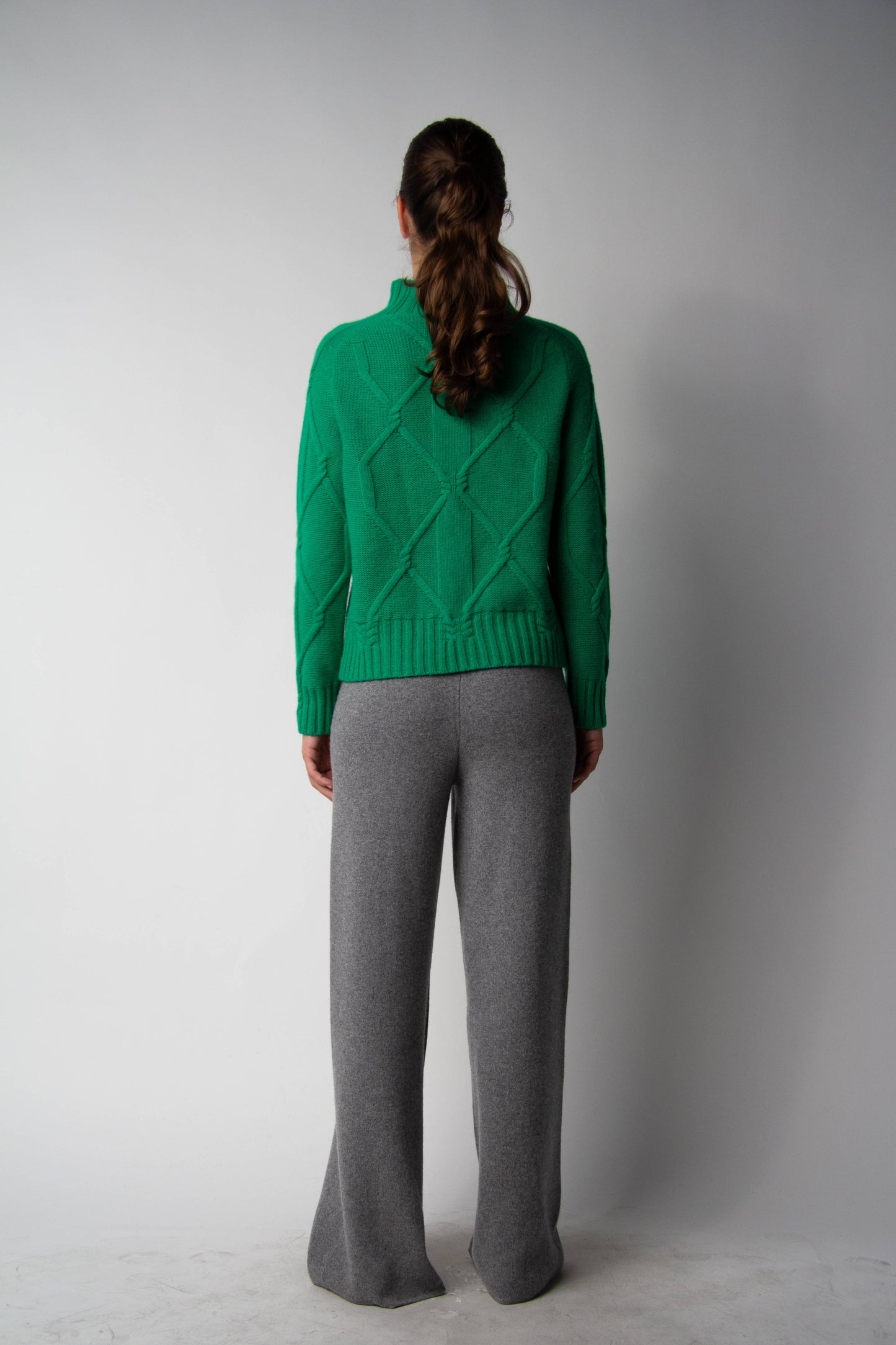 Maglione dolcevita a trecce in misto cashmere