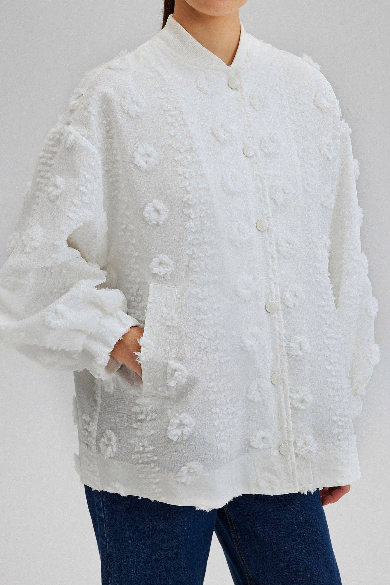 Bomber in pizzo floreale