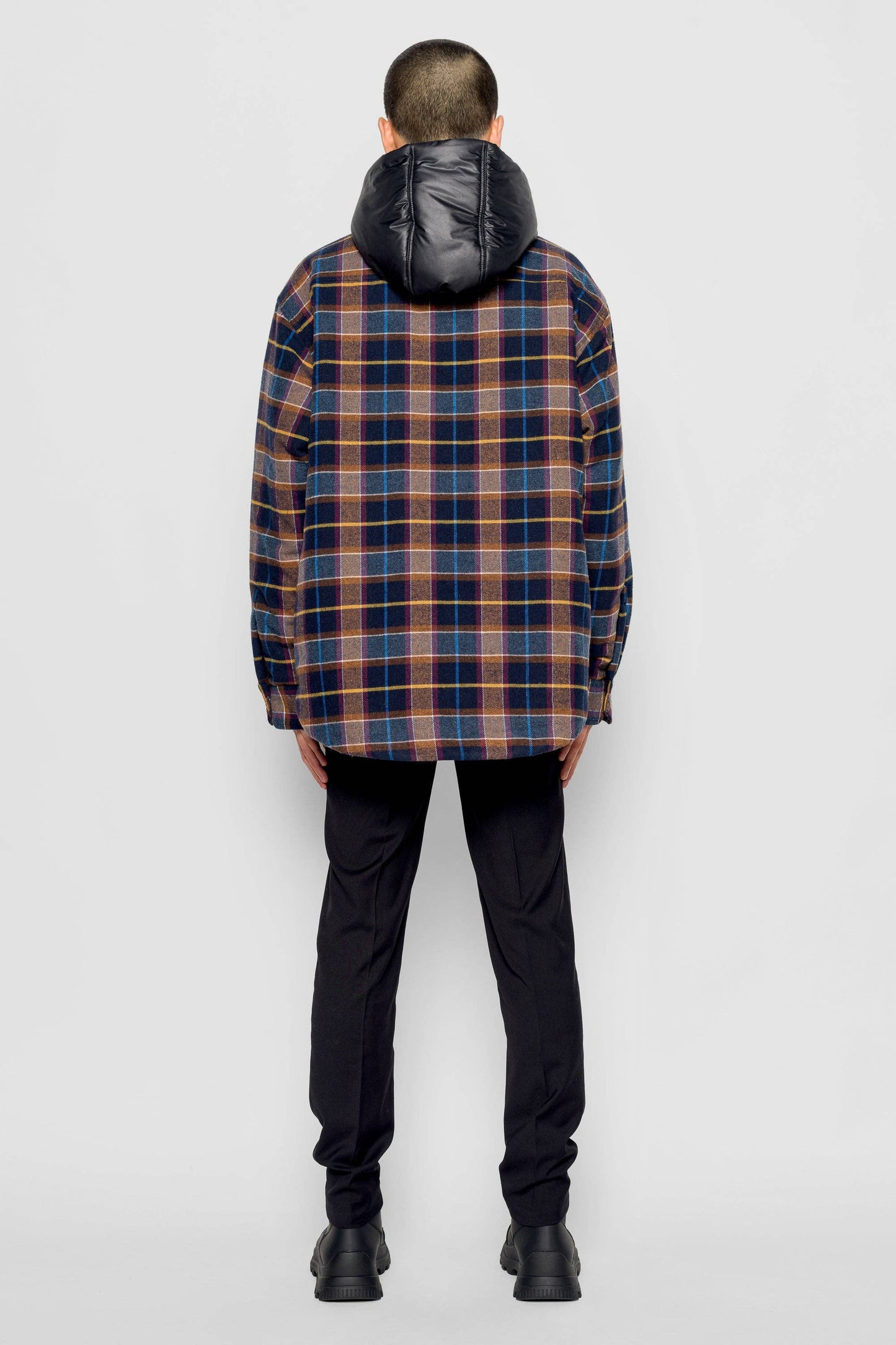 Giacca imbottita tartan con cappuccio rimovibile