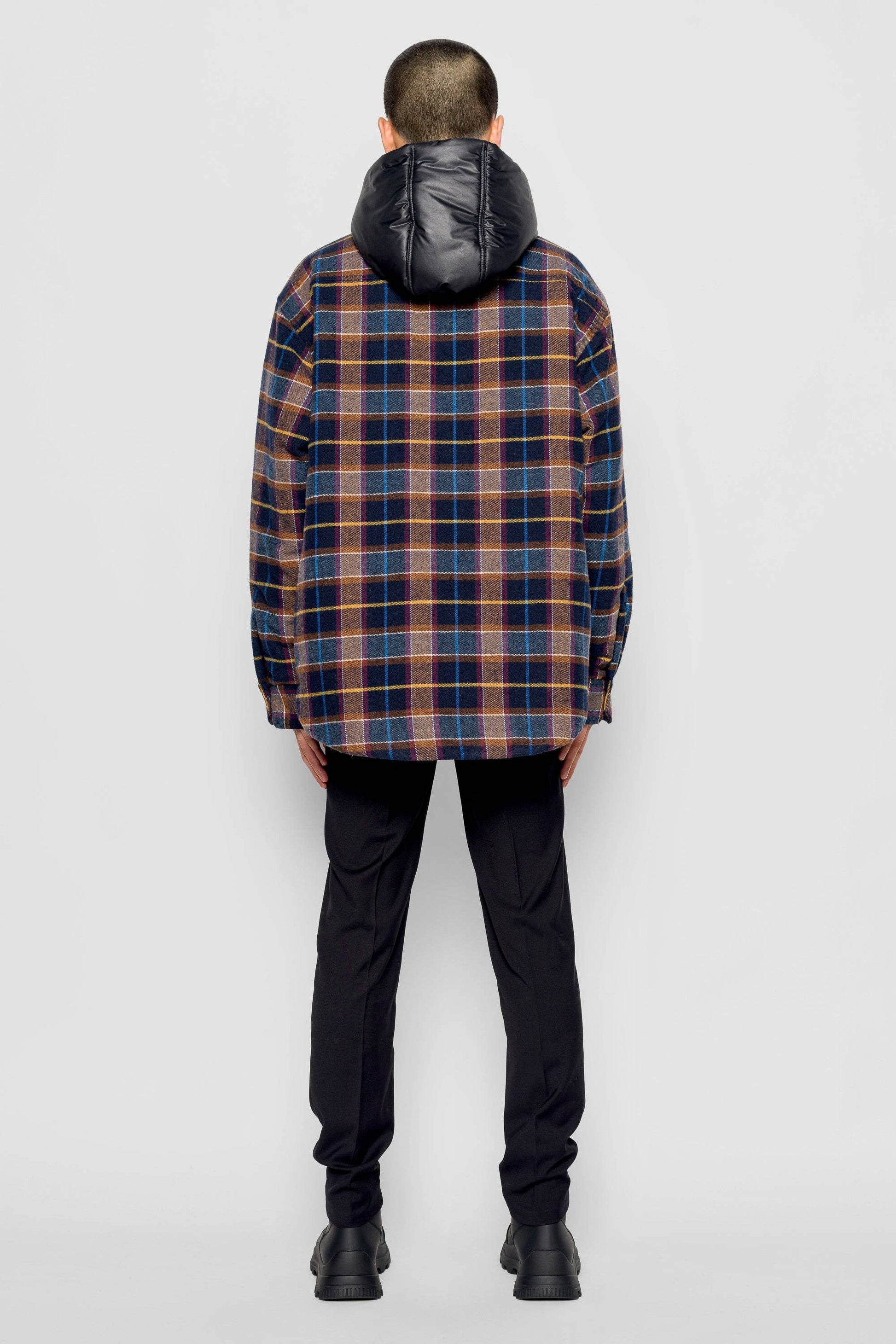 Giacca imbottita tartan con cappuccio rimovibile