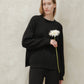 Maglione girocollo a coste con spacchi laterali in misto cashmere