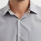 Camicia uomo grigia easy iron con collo francese e dettagli tartan