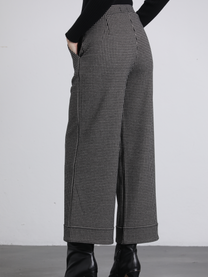 Pantaloni in maglia pied-de-poule a gamba ampia
