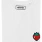T-shirt bianca con fragola ricamata in cotone biologico