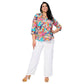 Camicetta estiva boho floreale con maniche 3/4