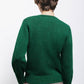 Maglione verde a maglia rasata con scollo a V