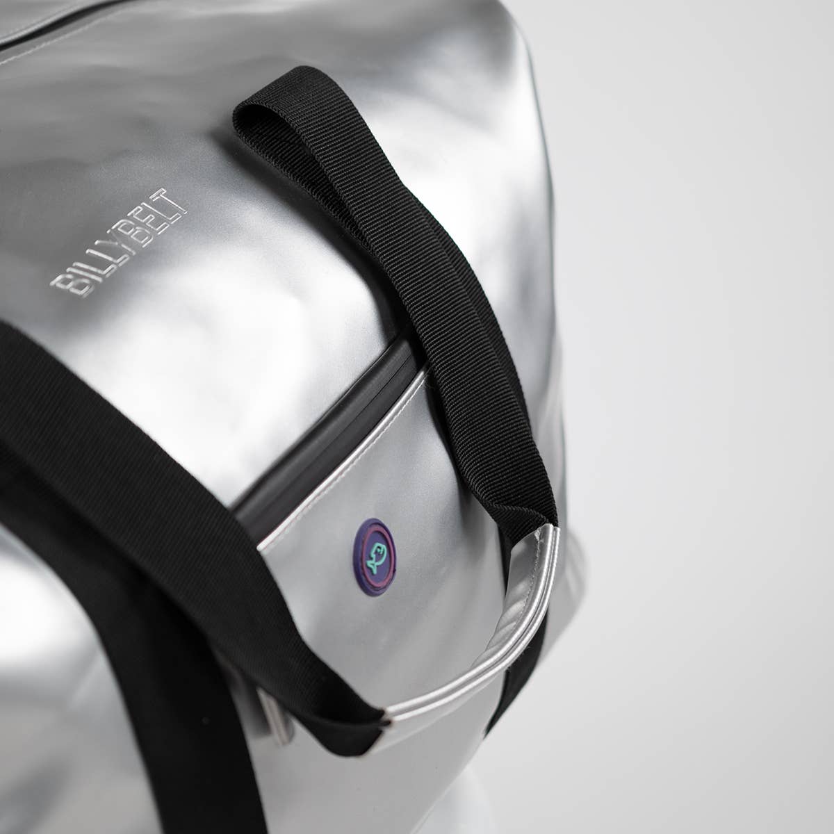 Borsa da viaggio duffle argento metallizzata