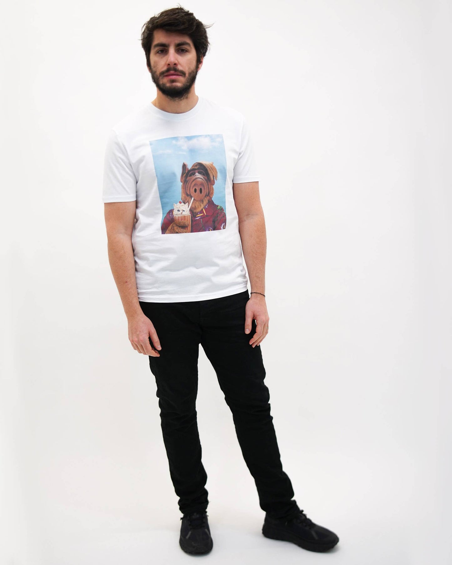 T-shirt unisex Alf Milkshake stile anni 80 in cotone biologico