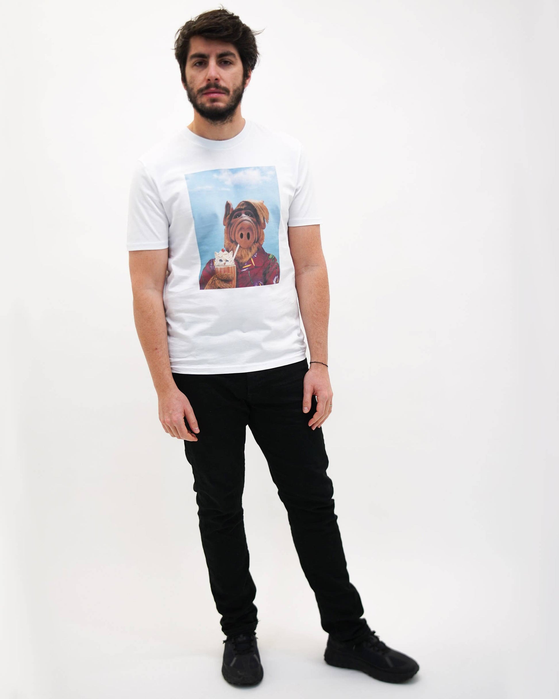 T-shirt unisex Alf Milkshake stile anni 80 in cotone biologico