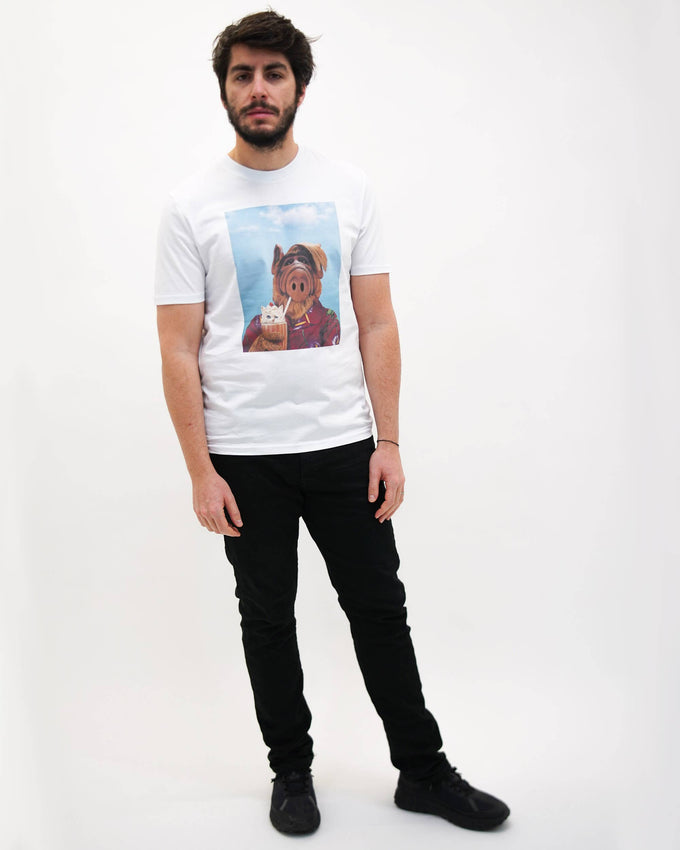 T-shirt unisex Alf Milkshake stile anni 80 in cotone biologico