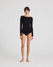 Top Amalie in lana e viscosa nero