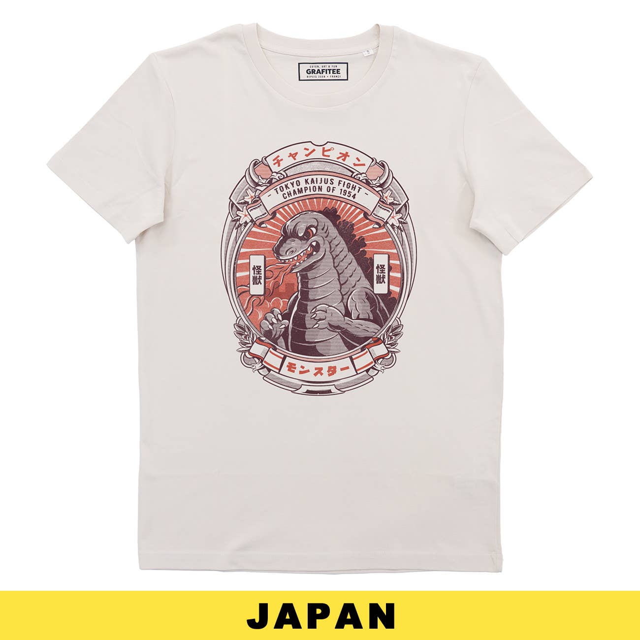 T-shirt Kaiju Fighter con stampa mostro giapponese