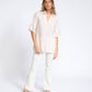 Blusa a righe con maniche a balza in viscosa
