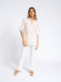 Blusa a righe con maniche a balza in viscosa