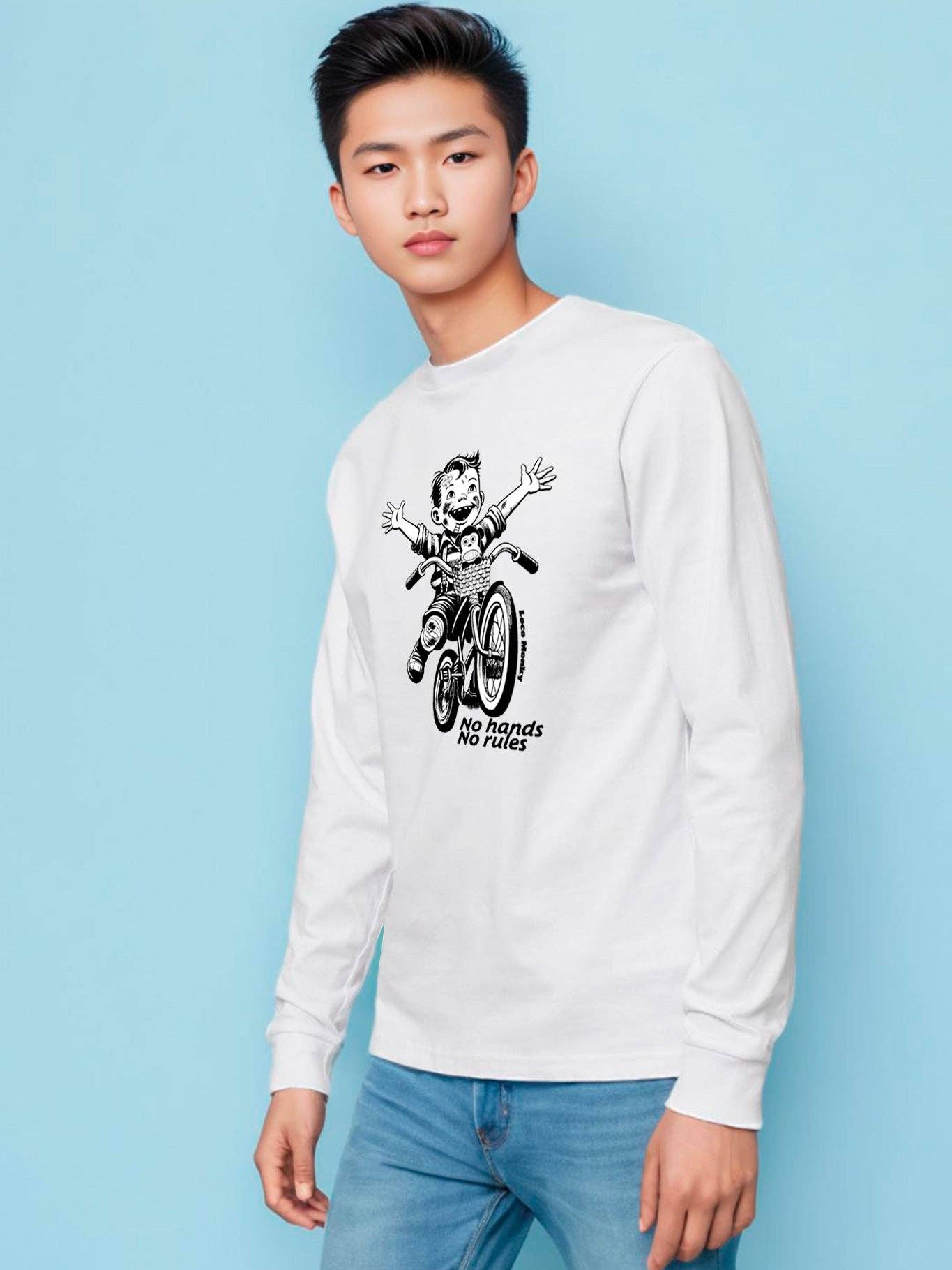 T-shirt bianca unisex No Rules a manica lunga