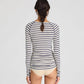 Maglia a righe in lana Amalie con effetto denim reverse