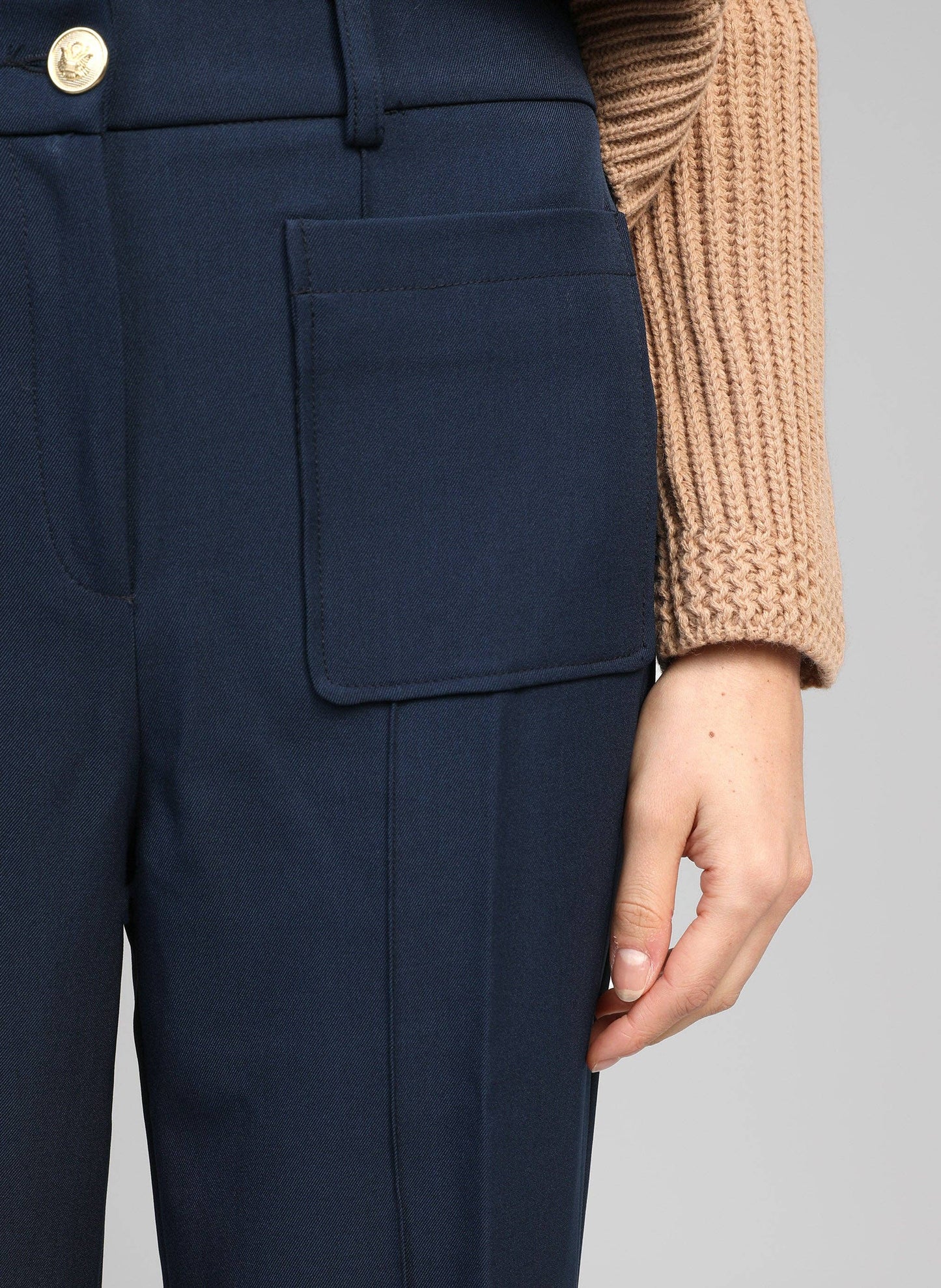 Pantaloni navy a gamba dritta con vita elasticizzata