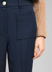 Pantaloni navy a gamba dritta con vita elasticizzata