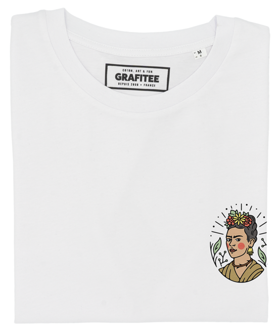 T-shirt unisex in cotone biologico con stampa ritratto Frida