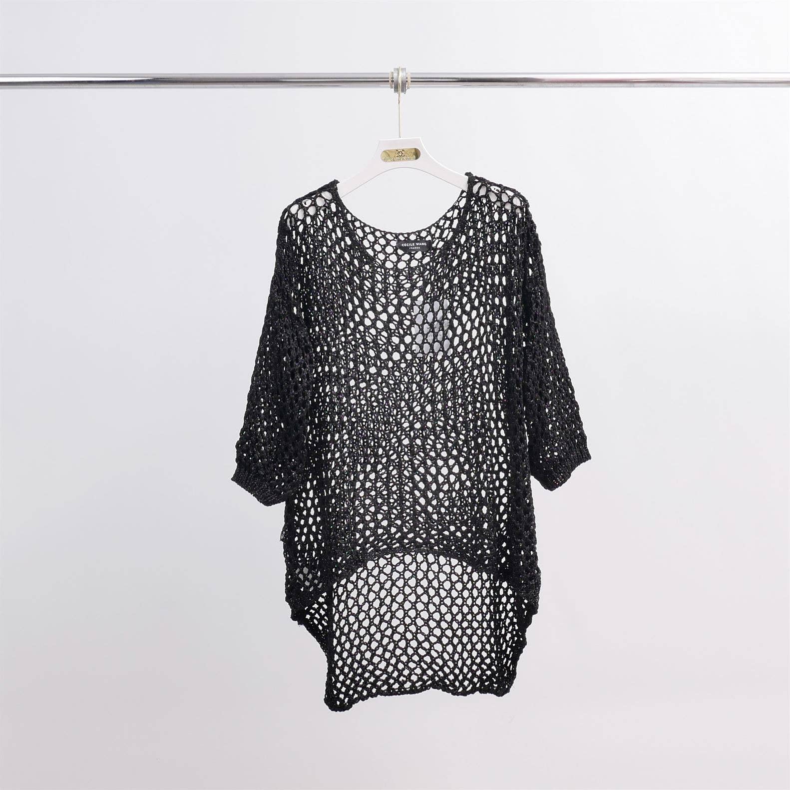 Maglione traforato all’uncinetto effetto lucido