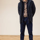 Parka corta blu scuro imbottita con cappuccio