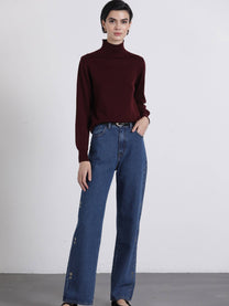 Top a collo alto in maglia morbida