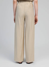Pantaloni a zampa beige a vita alta