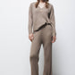 Pantaloni in maglia a coste a gamba dritta
