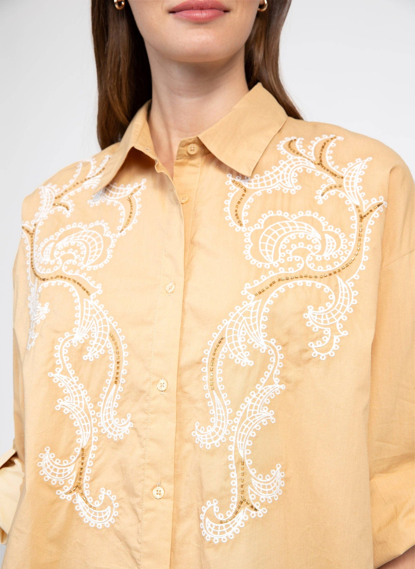 Camicia Symonet beige ricamata