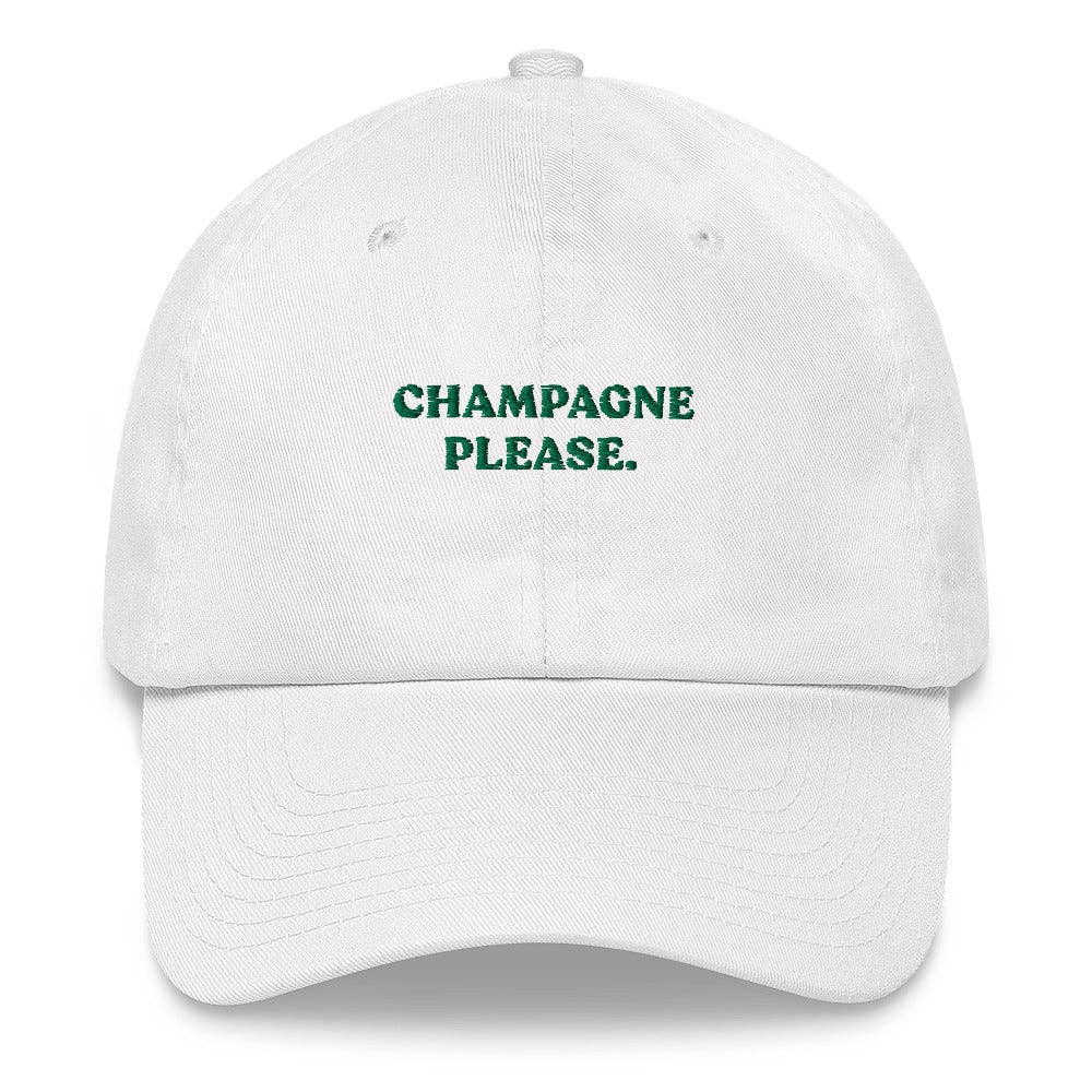 Cappellino Dad Hat “Champagne Please” in Cotone con Ricamo