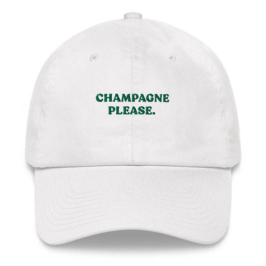 Cappellino Dad Hat “Champagne Please” in Cotone con Ricamo