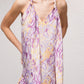 Vestito lungo fluido con scollo a V e stampa astratta