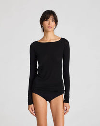 Top Amalie in lana e viscosa nero