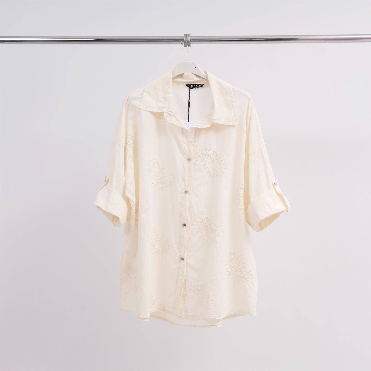 Camicia oversize in cotone ricamata