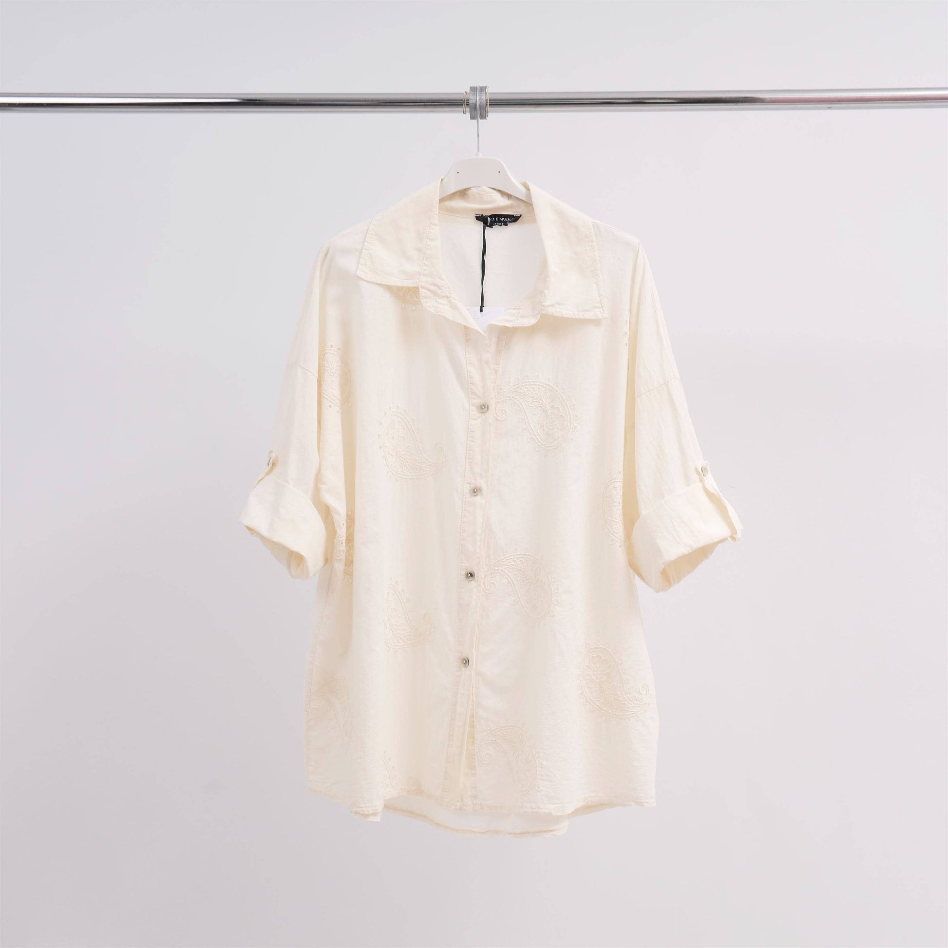 Camicia oversize in cotone ricamata