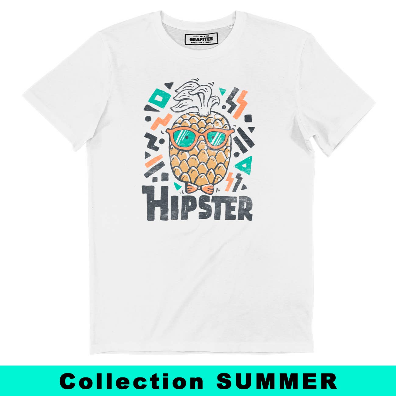 T-shirt unisex ananas hipster in cotone biologico