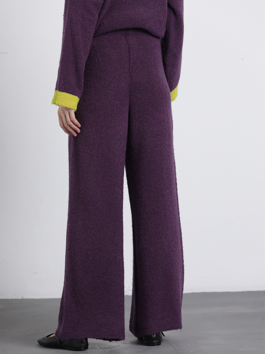 Pantaloni in maglia viola con coulisse