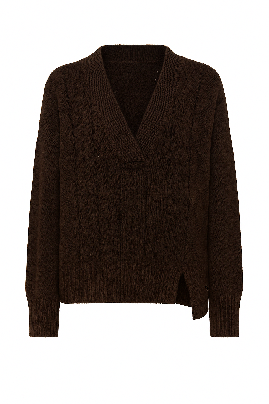 Maglia in maglia traforata con scollo a V