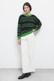 Maglione jacquard in maglia bicolore